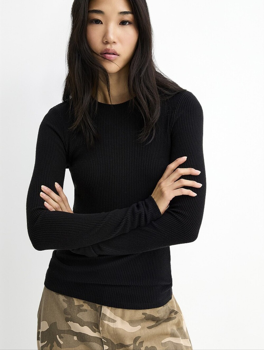 Aritzia Wilfred Free Ribbed Long Sleeve Crewneck Top